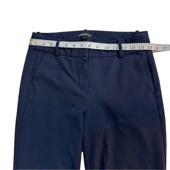 J. Crew Mercantile Women Navy Flat Front Pants Sz 6x26 Cropped Career Stretch - Picture 6 of 13